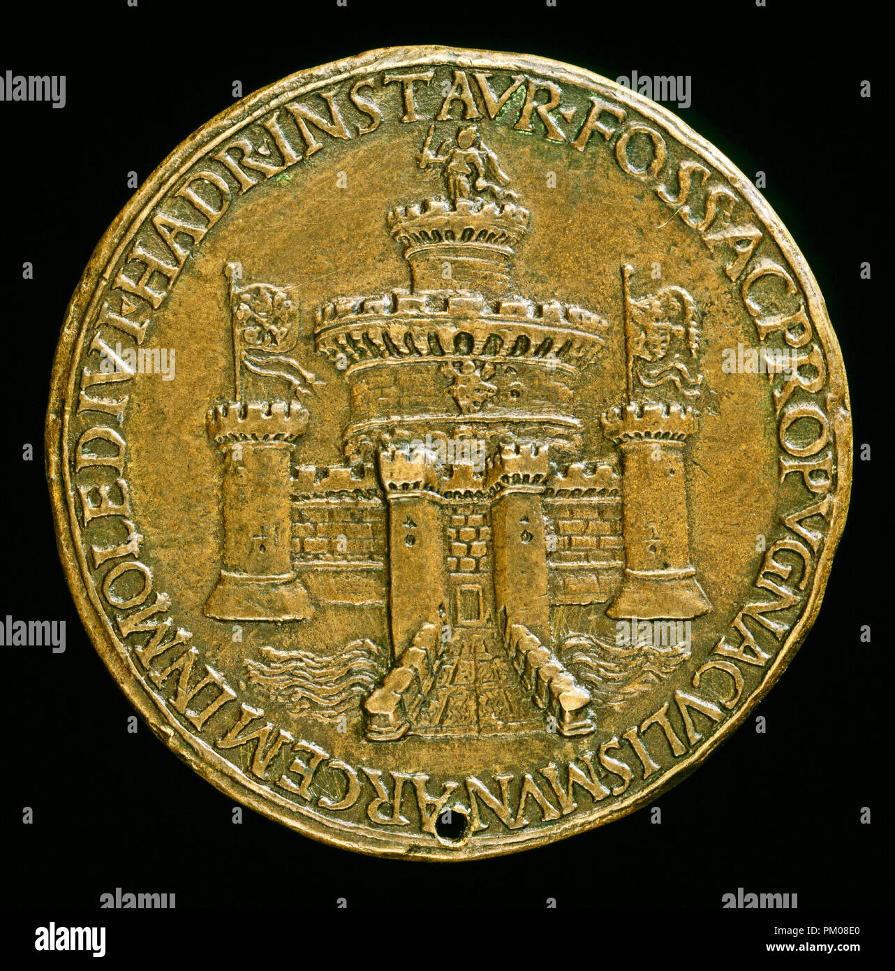 Castel Sant'Angelo [rückwärts]. Stand: 1492/1503. Abmessungen: Insgesamt (Durchmesser): 5,65 cm (2 1/4 in.) Gewicht: 61.06 Gramm (0,135 lb) Achse: 6:00 Uhr. Medium: Bronze. Museum: Nationalgalerie, Washington DC. Thema: Römische 15. oder 16. Jahrhundert. Stockfoto