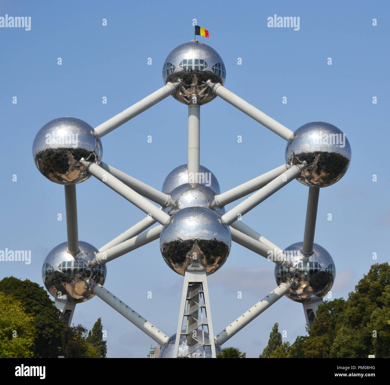 Brüssel, Belgien - 19 August 2018: Atomium Gebäude für die Expo 58, der 1958 die Weltausstellung in Brüssel Welt, in Brüssel, Belgien, gebaut. Stockfoto
