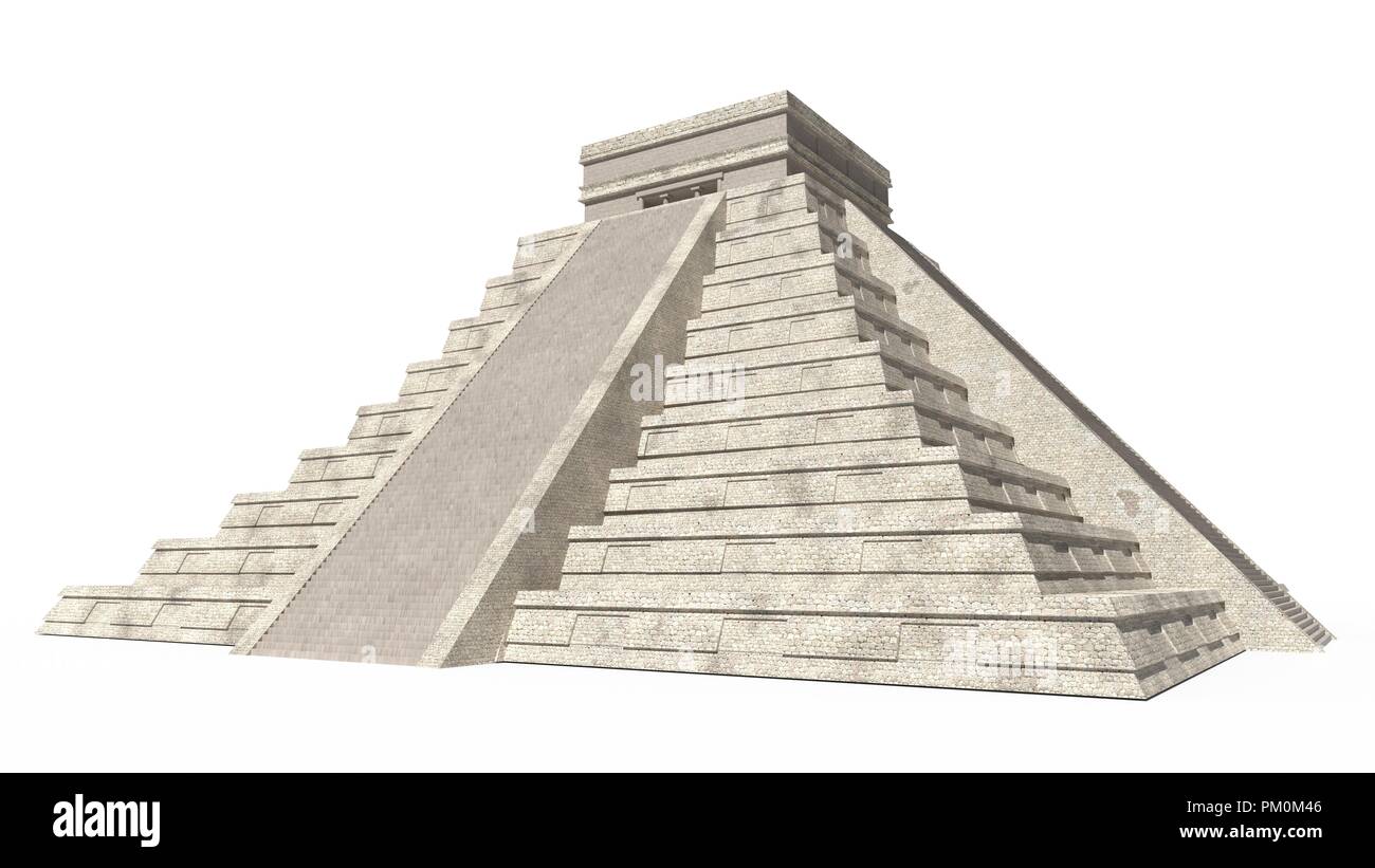 Tempel des Kukulkan. Maya Pyramide. Chichen Itza. Yucatan, Mexiko 3D-Darstellung Stockfoto