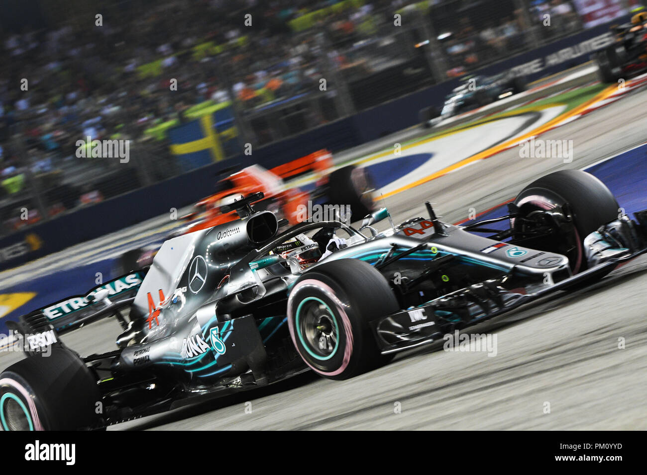 Singapur. 16 Sep, 2018. Mercedes Pilot Lewis Hamilton von Großbritannien fährt in der Formel 1-Grand Prix von Singapur auf dem Marina Bay Street Circuit in Singapur statt, an Sept. 16, 2018. Credit: Dann Chih Wey/Xinhua/Alamy leben Nachrichten Stockfoto