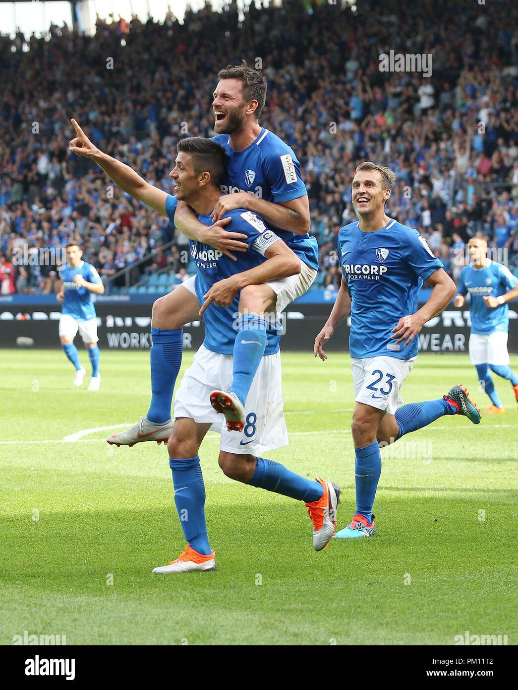 Bochum, Deutschland. 16 Sep, 2018. firo: 16.09.2018, Fußball, 2.Bundesliga, Saison 2018/2019 VfL Bochum - FC Ingolstadt, goaljubel, Jubel, Freude, Anthony LOSILLA, VfL Bochum, ganze Zahl, | Nutzung der weltweiten Kredit: dpa/Alamy leben Nachrichten Stockfoto