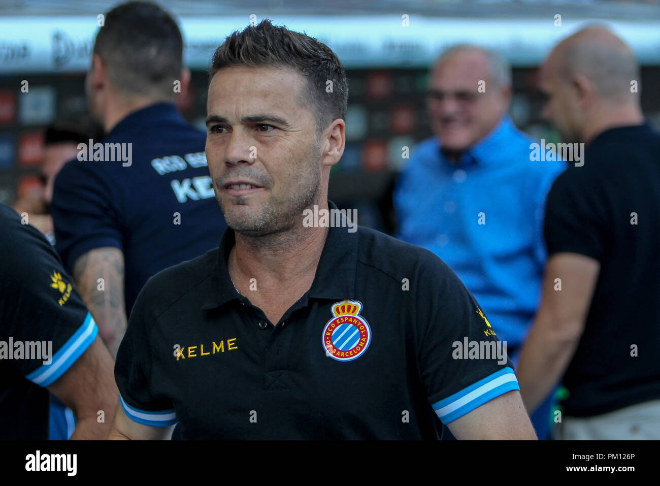 Barcelona, Spanien. 16. September 2018. Cornella-El Prat, Cornella de Llobregat, Barcelona, Spanien; La Liga Fußball, Espanyol gegen Levante UD; RCD Espanyol Trainer Rubi Credit: UKKO Images/Alamy leben Nachrichten Stockfoto