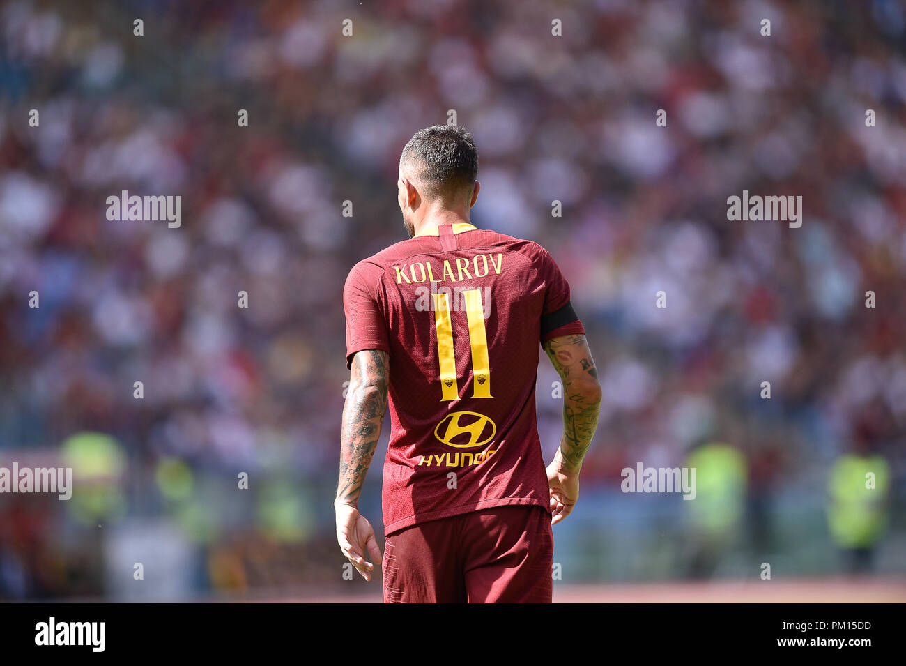 Rom, Italien. 16 Sep, 2018. Aleksandar Kolarov der AS Roma während der Serie ein Match zwischen Roma und Chievo Verona im Stadio Olimpico, Rom, Italien Am 16. September 2018. Foto von Giuseppe Maffia. 16 Sep, 2018. Quelle: AFP 7/ZUMA Draht/Alamy leben Nachrichten Stockfoto