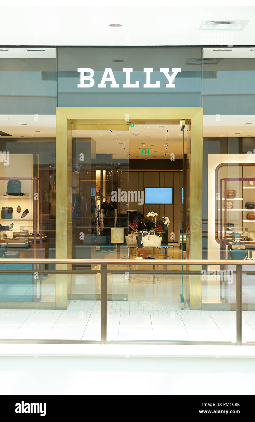 AVENTURA, USA - 23. AUGUST 2018: Bally berühmten Boutique in der Aventura Mall. Bally ist ein Schweizer Luxus Fashion Company Stockfoto
