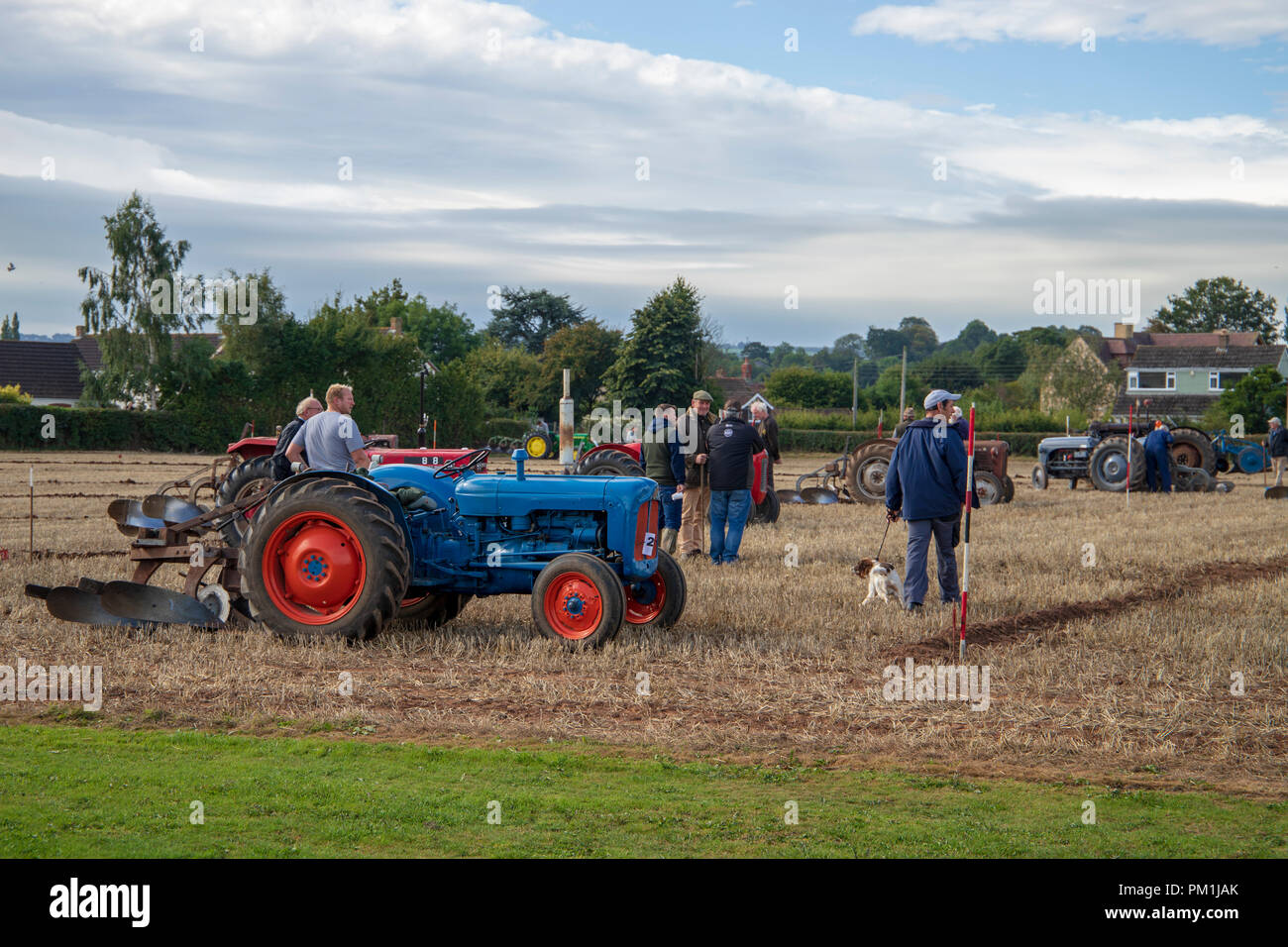 Oldtimer Traktoren im Vintage Traktor und Pflügen Anzeige an Kauen Stoke 2018 Stockfoto