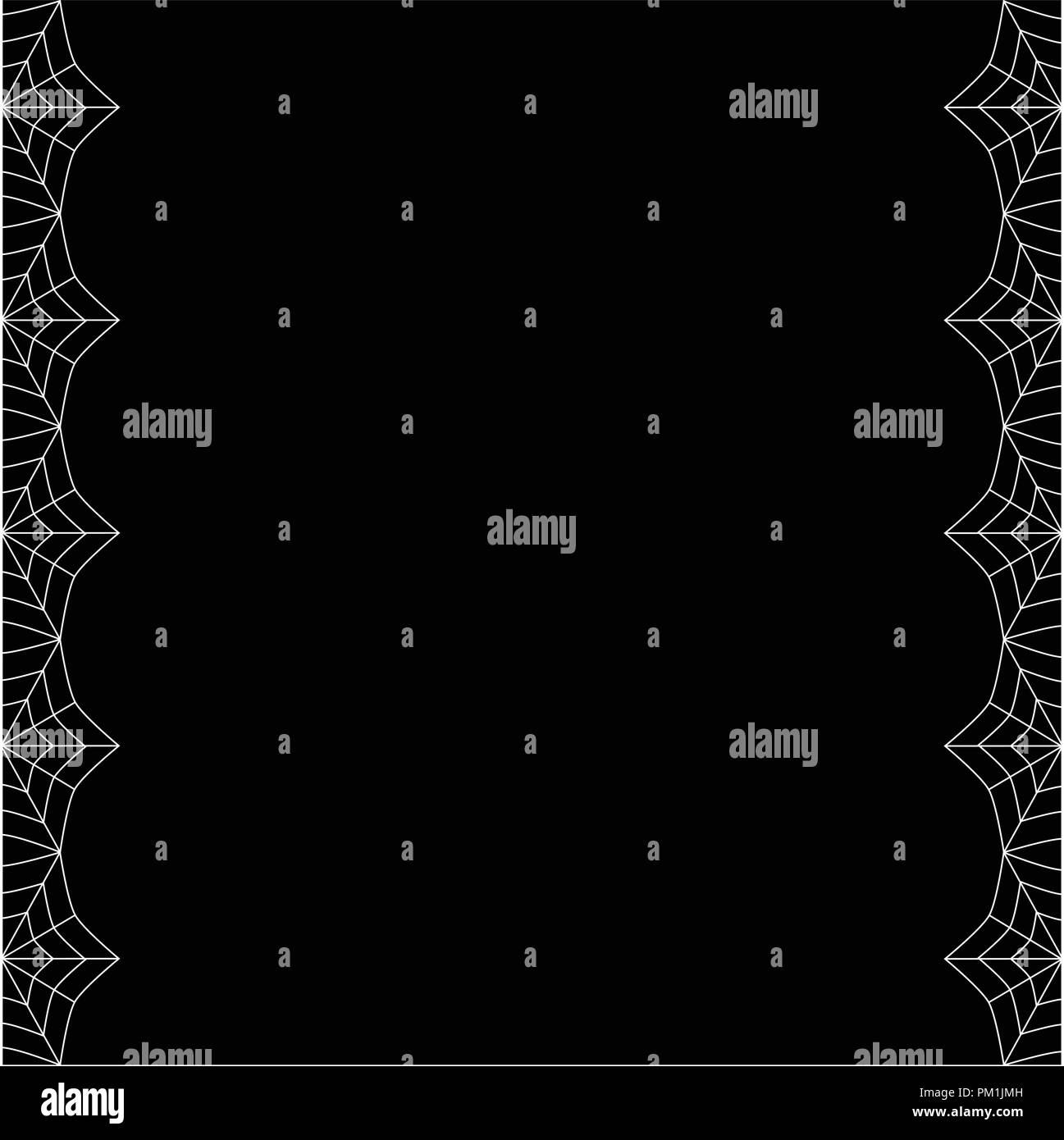 Vektor elegante doppelklicken Sie mit der linken und rechten Quadrat Weiß spiderweb Grenze zu kopieren Platz für Text auf schwarzem Hintergrund isoliert. Für Einladung Vorlage, Fliegen Stock Vektor