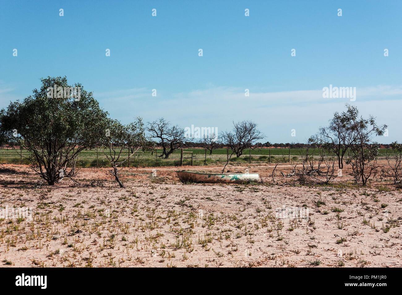 Dürre von trockenen Outback Australien mit leeren Boot Stockfoto