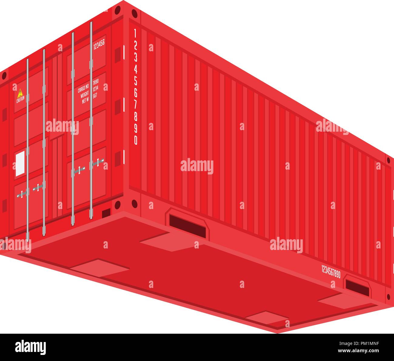 Rot Versand Cargo Container für Logistik und Transport. Perspektive und Ansicht von unten. Flache Vector Illustration Stock Vektor