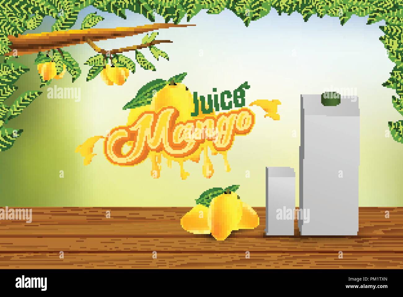 Mango Saft Werbung Bannerwerbung Vector Hintergrund Design Stock Vektor