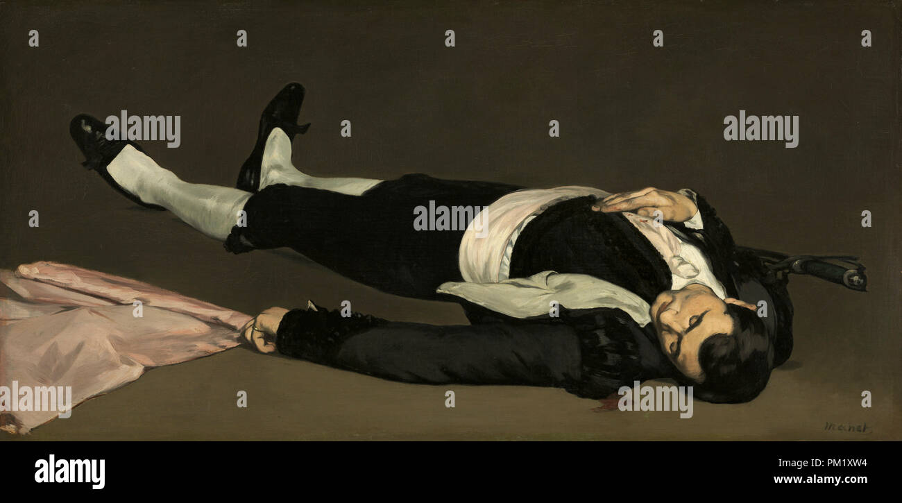 Der Tote Torero. Vom: Vermutlich 1864. Maße: gesamt: 75,9 x 153,3 cm (29 7/8 x 60 3/8 in.) gerahmt: 104.4 x 181.6 x 7.6 cm (41 1/8 x 71 1/2 x 3 in.). Medium: Öl auf Leinwand. Museum: Nationalgalerie, Washington DC. Autor: Edouard Manet. MANET, Edouard. Stockfoto