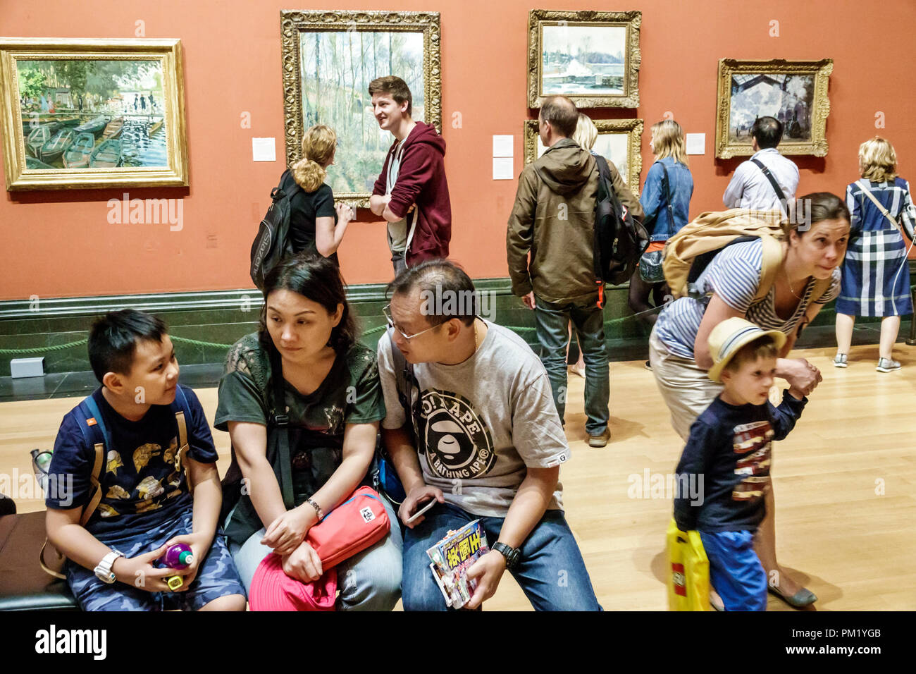 London England, Großbritannien, Großbritannien, Trafalgar Square, die Nationalgalerie, Kunstmuseum, Inneneinrichtung, Gemälde, Asiatische Asiaten Ethnische i Stockfoto