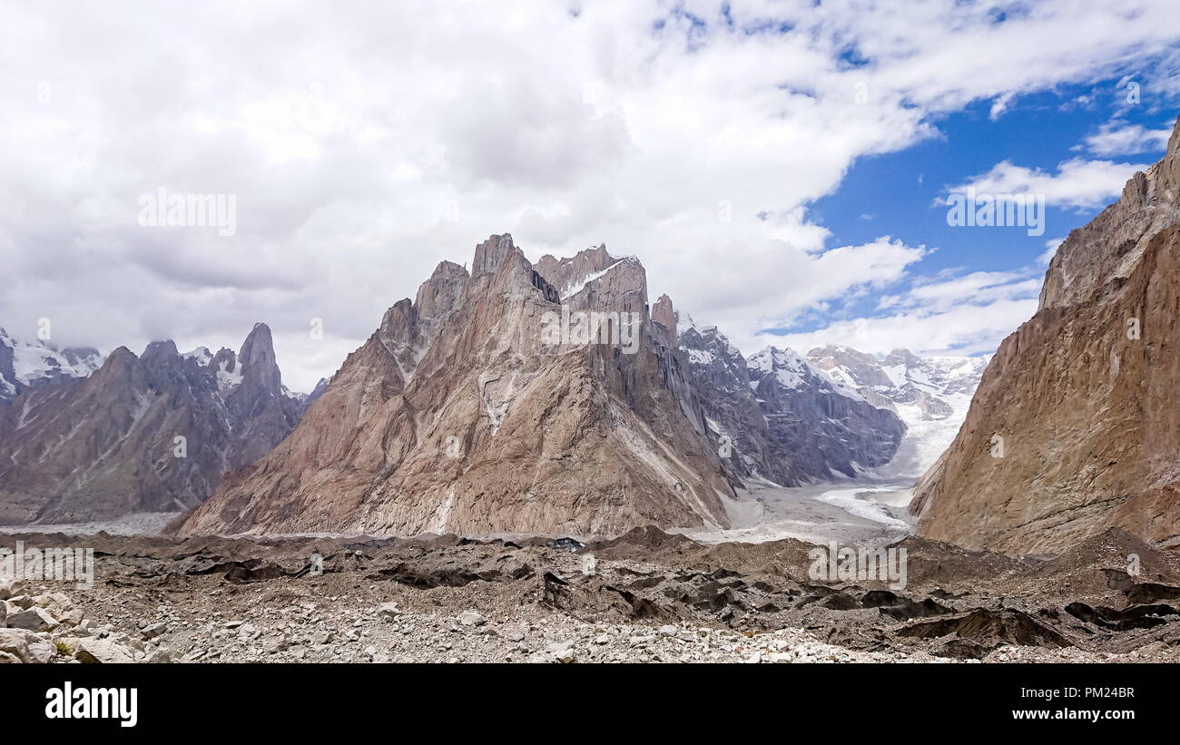 Trango Towers und Baltoro Gletscher Karakorum Pakistan, K2 Base Camp, Pakistan Stockfoto