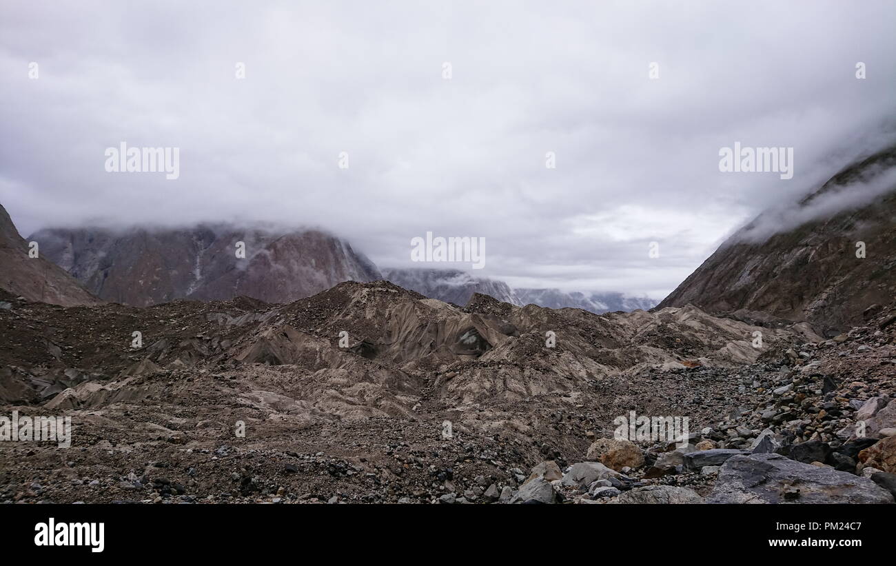 Trango Towers und Baltoro Gletscher Karakorum Pakistan, K2 Base Camp, Pakistan Stockfoto