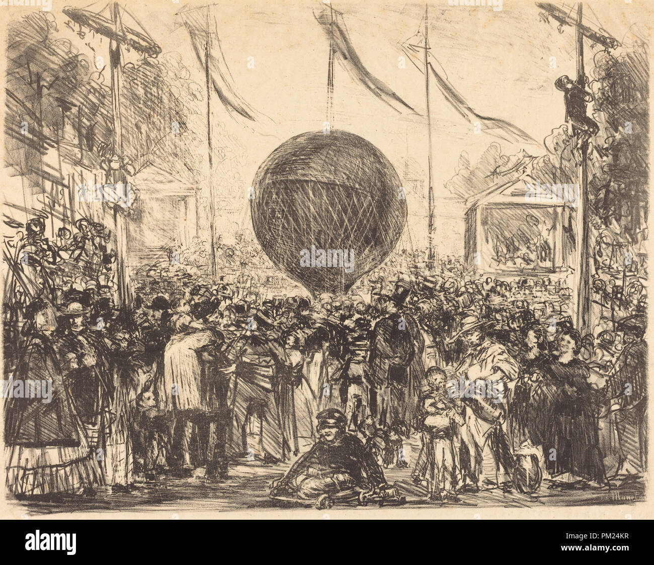 Der Ballon. Stand: 1862. Abmessungen: Bild: 40,3 x 50,8 cm (15 7/8 x 20 in.) Blatt: 43,7 x 54,4 cm (17 1/4 x 21 5/6 in.). Medium: Lithographie in Schwarz auf Bütten. Museum: Nationalgalerie, Washington DC. Autor: Edouard Manet. Stockfoto