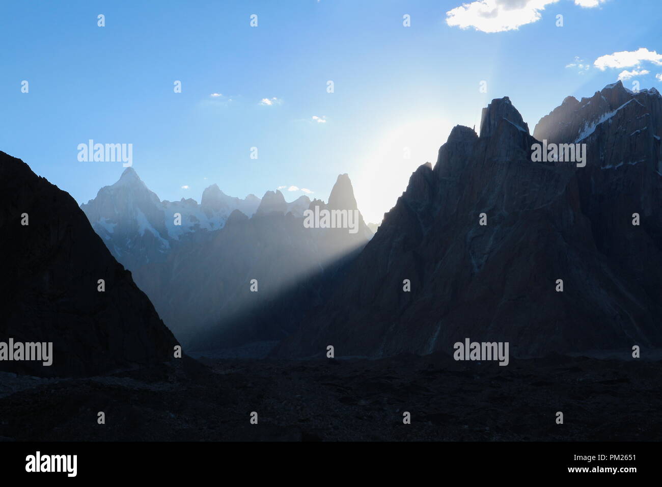 Trango Tower Familie in 1627-1630, K2 Base Camp, Pakistan, Asien Stockfoto