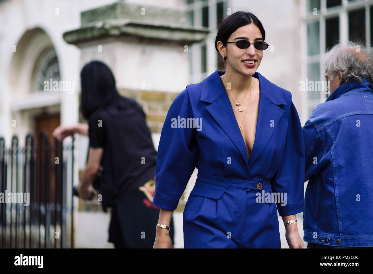 Bettina Looney außerhalb der Preen posiert von Thornton Bregazzi Landebahn zeigen während der London Fashion Week - Sept. 16, 2018 - Foto: Start- und Landebahn Manhattan*** Nur für redaktionelle Verwendung *** | Verwendung weltweit Stockfoto