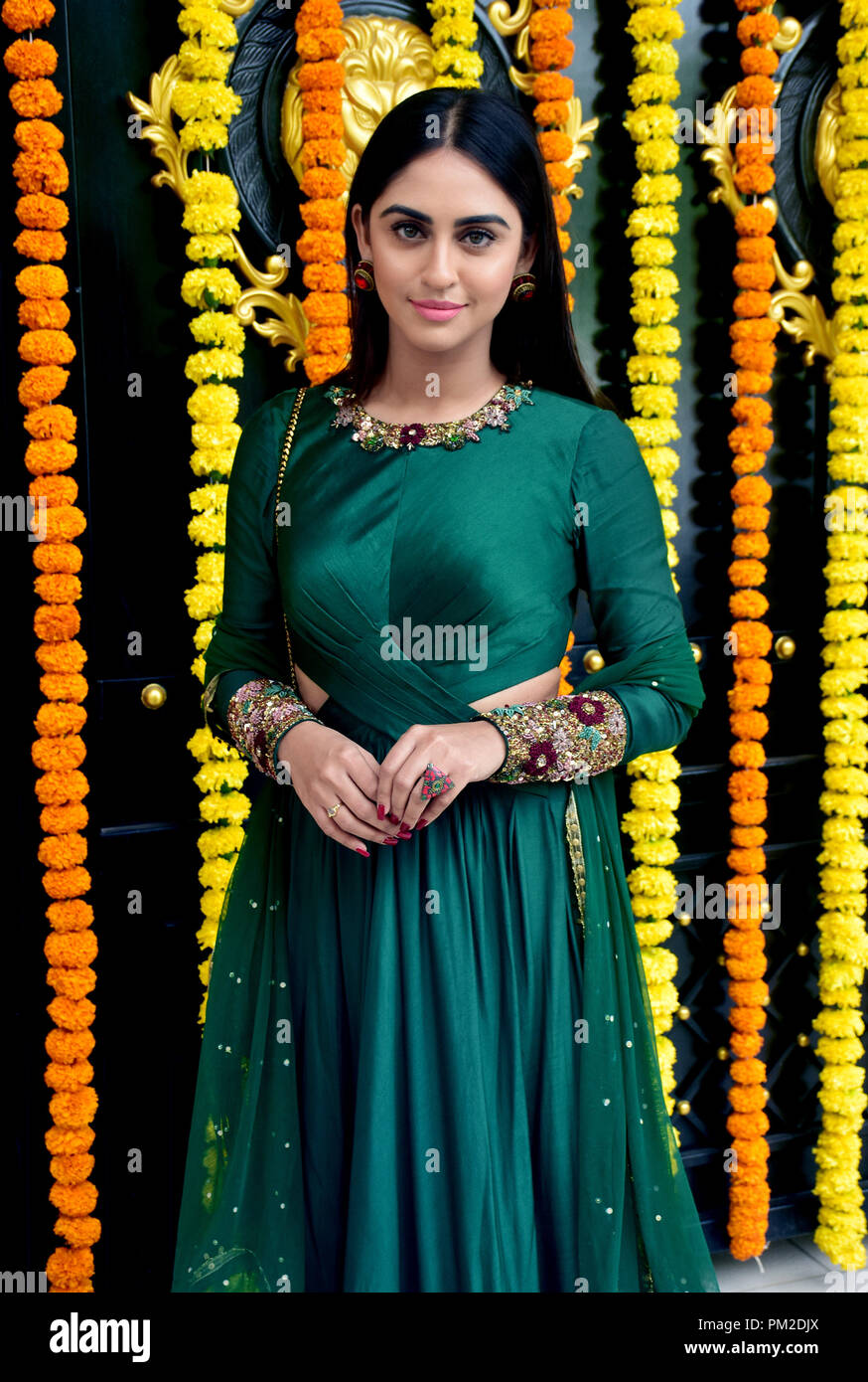 Mumbai, Indien. 16 Sep, 2018. Schauspielerin Krystle D'Souza an ekta Kapoor Haus für Ganpati darshan in Mumbai gesehen. Credit: Azhar Khan/SOPA Images/ZUMA Draht/Alamy leben Nachrichten Stockfoto