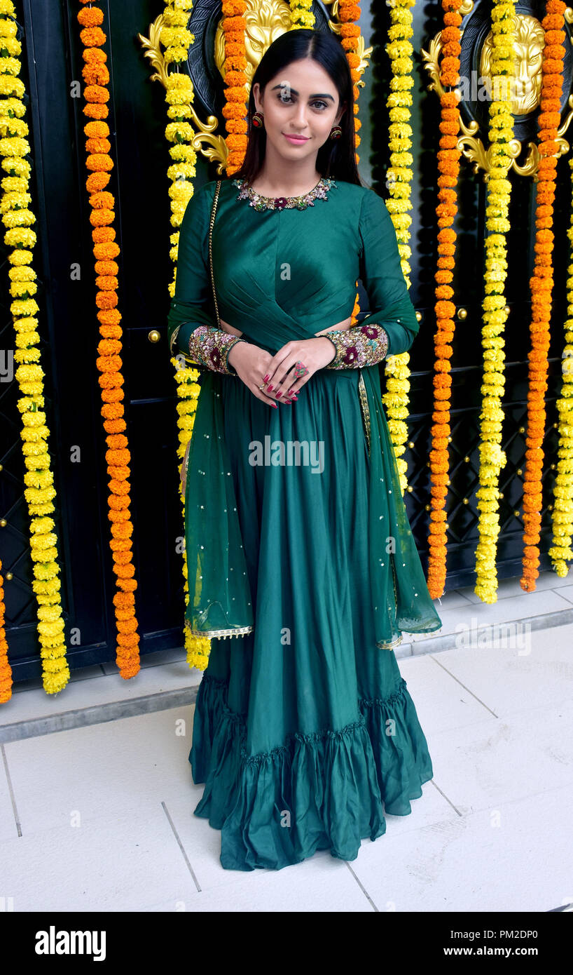 Mumbai, Indien. 16 Sep, 2018. Schauspielerin Krystle D'Souza an ekta Kapoor Haus für Ganpati darshan in Mumbai gesehen. Credit: Azhar Khan/SOPA Images/ZUMA Draht/Alamy leben Nachrichten Stockfoto
