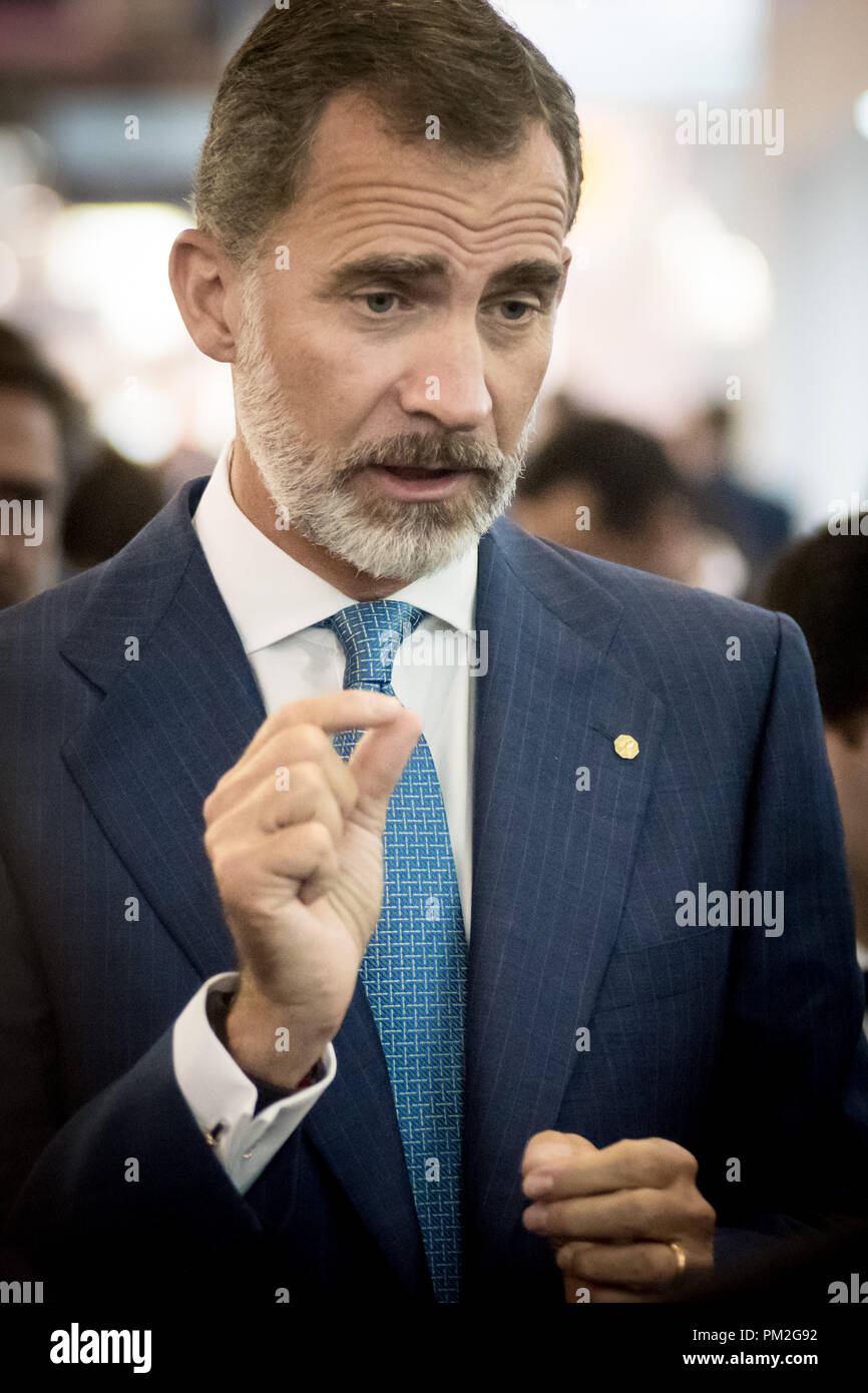 Barcelona, Spanien. September 17, 2018 - Barcelona, Katalonien, Spanien - der spanische König Felipe VI bei seinem Besuch an der Gastech Ausstellung in Barcelona. Credit: Jordi Boixareu/Alamy leben Nachrichten Stockfoto