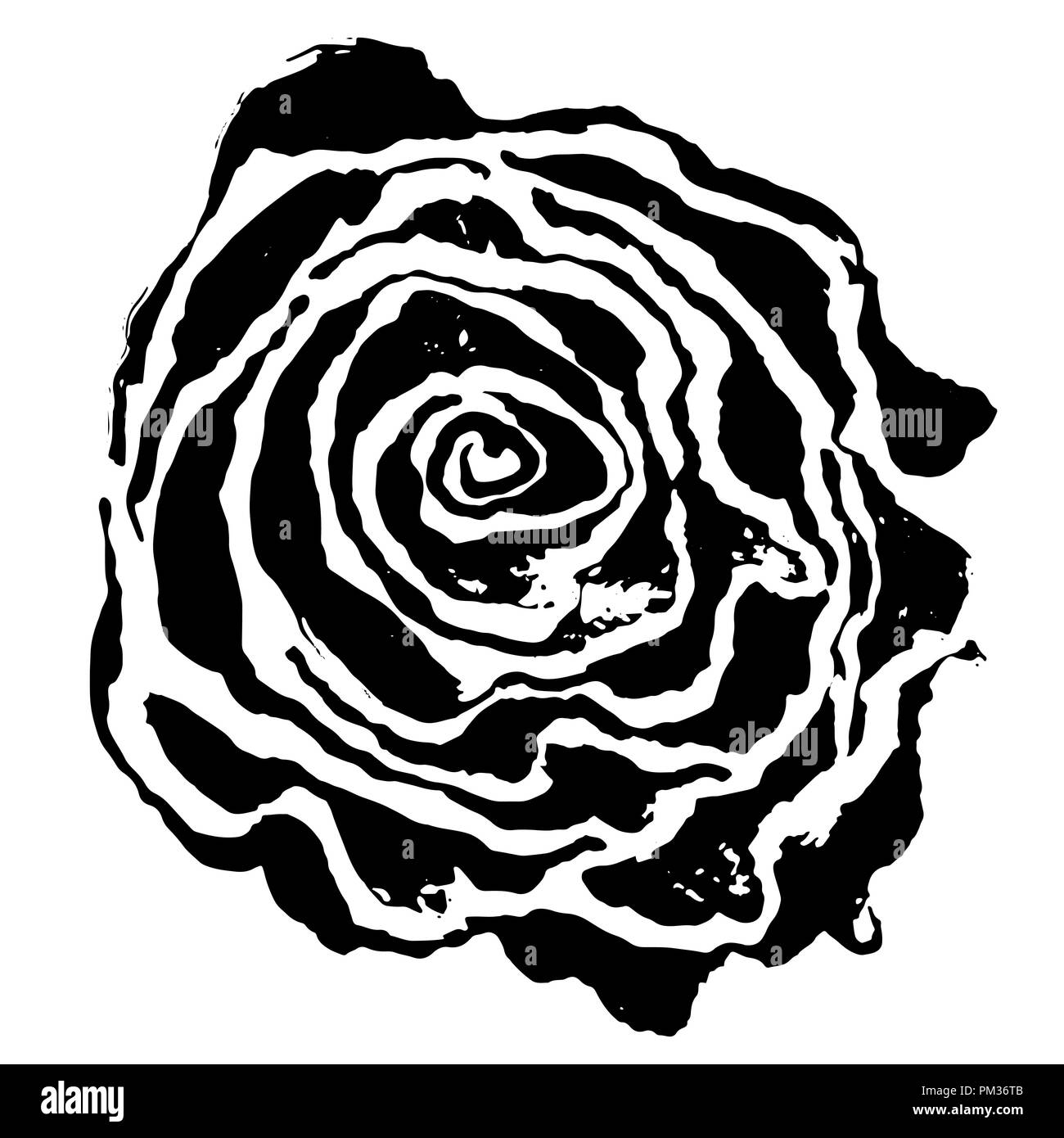 Gemalt Wellenmuster. Schwarze und weiße Blumen grunge Hintergrund. Stock Vektor