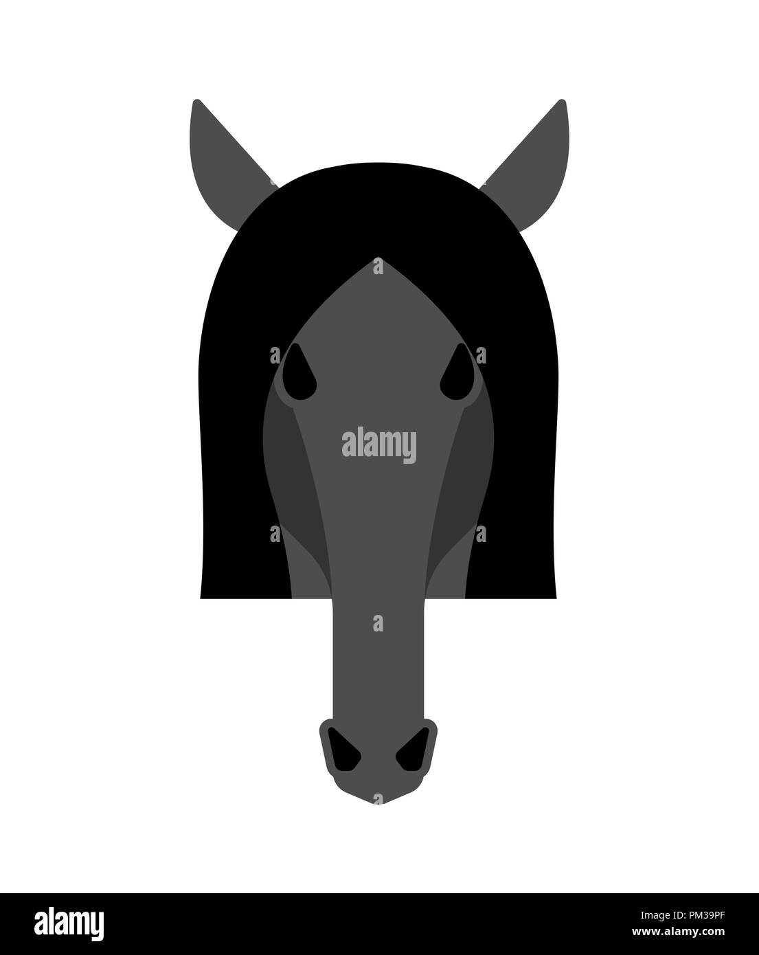 Pferd schwarzen Kopf isoliert. Equine Gesicht Vector Illustration Stock Vektor