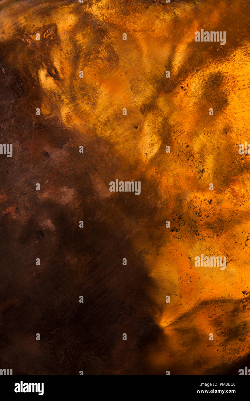 Kupfer Hintergrund. Antike Kupfer Schiff Oberfläche Stockfoto