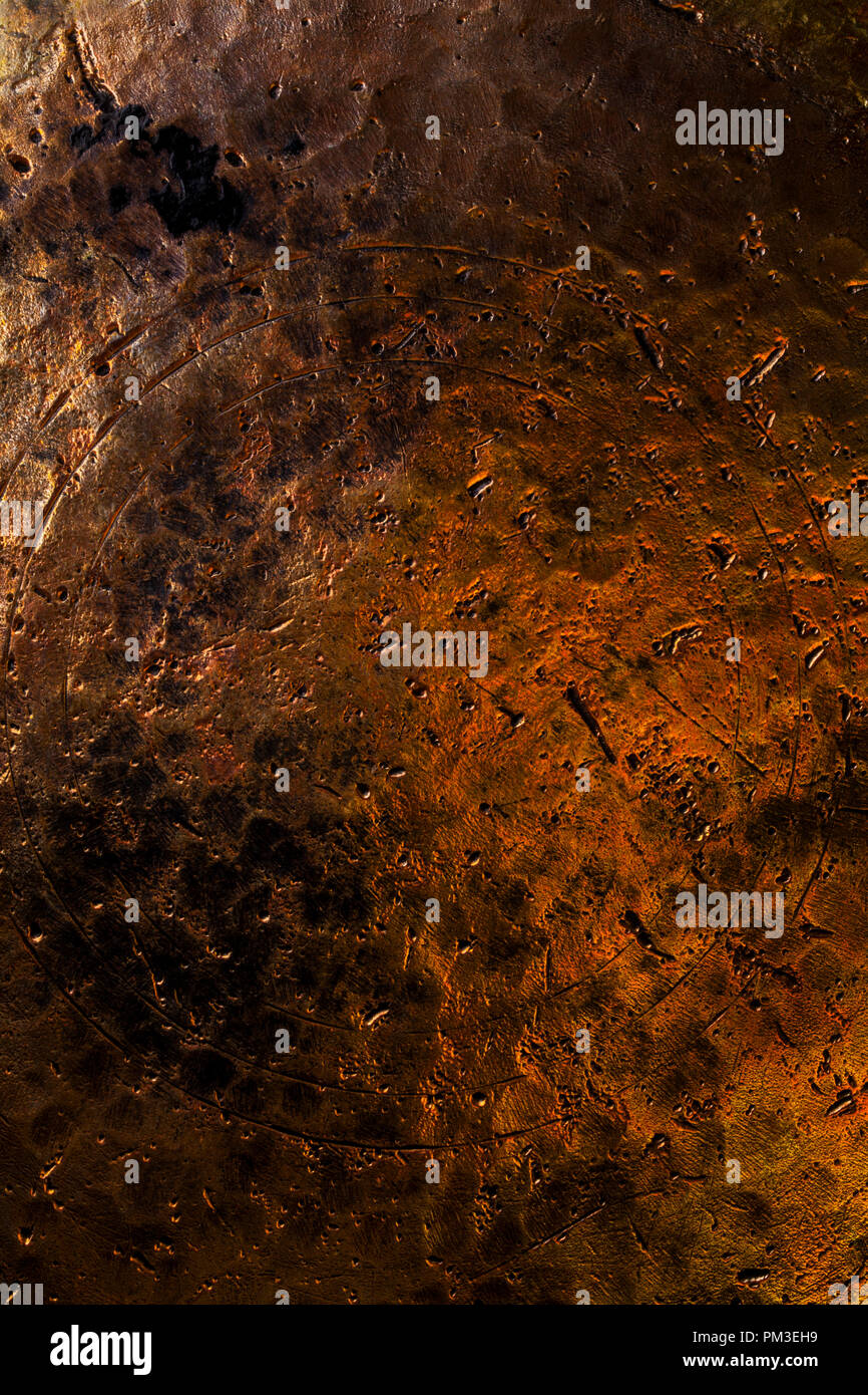 Kupfer Hintergrund. Antike Kupfer Schiff Oberfläche Stockfoto