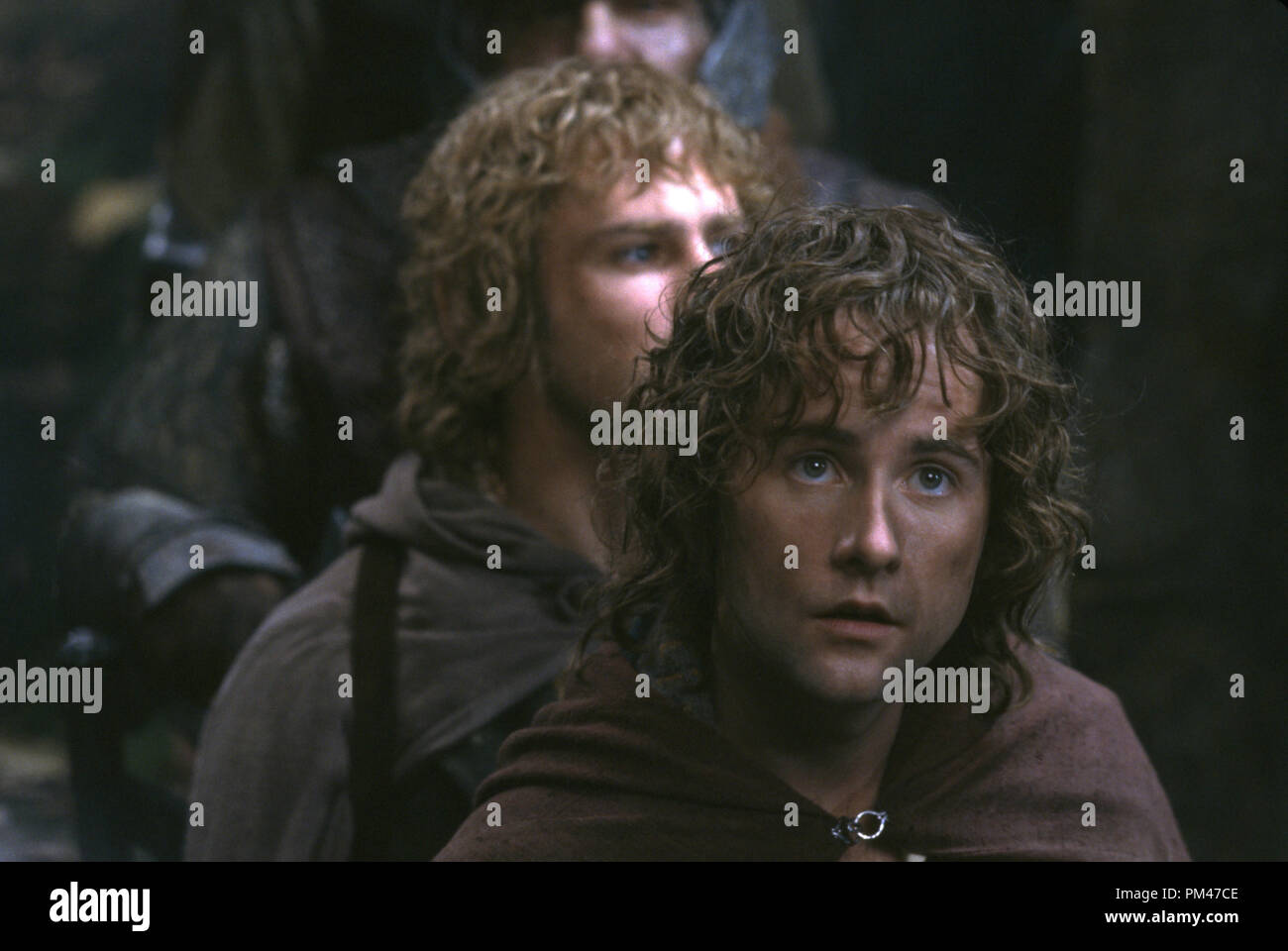 Newline Bilder präsentiert "Der Herr der Ringe: Die Gefährten" Dominic Monghan, Billy Boyd © 2001 Neue Linie Stockfoto