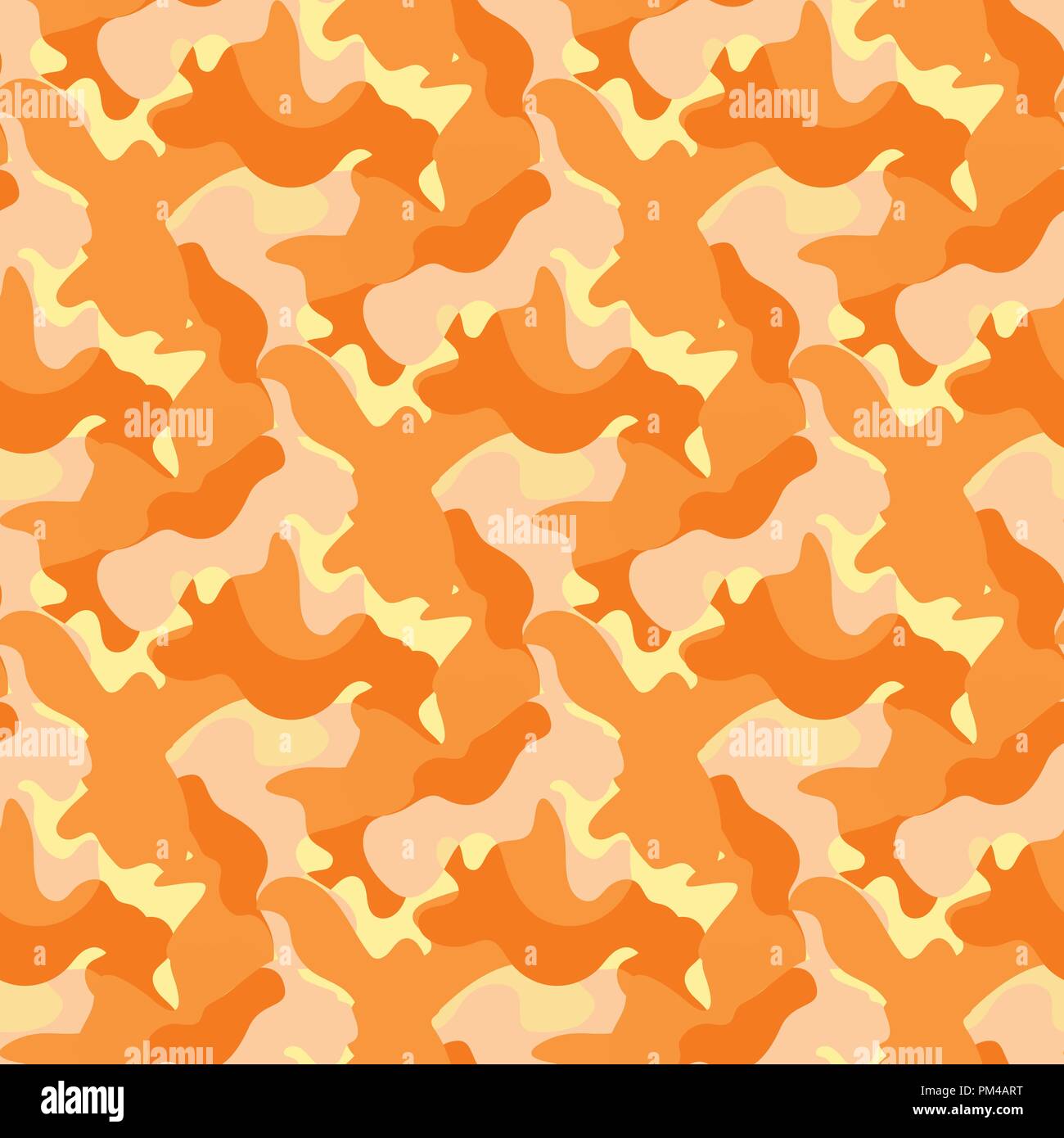 Camouflage orange Farbe nahtlose Muster. Khaki wiederholen Como abstrakt Hintergrund. Stock Vektor