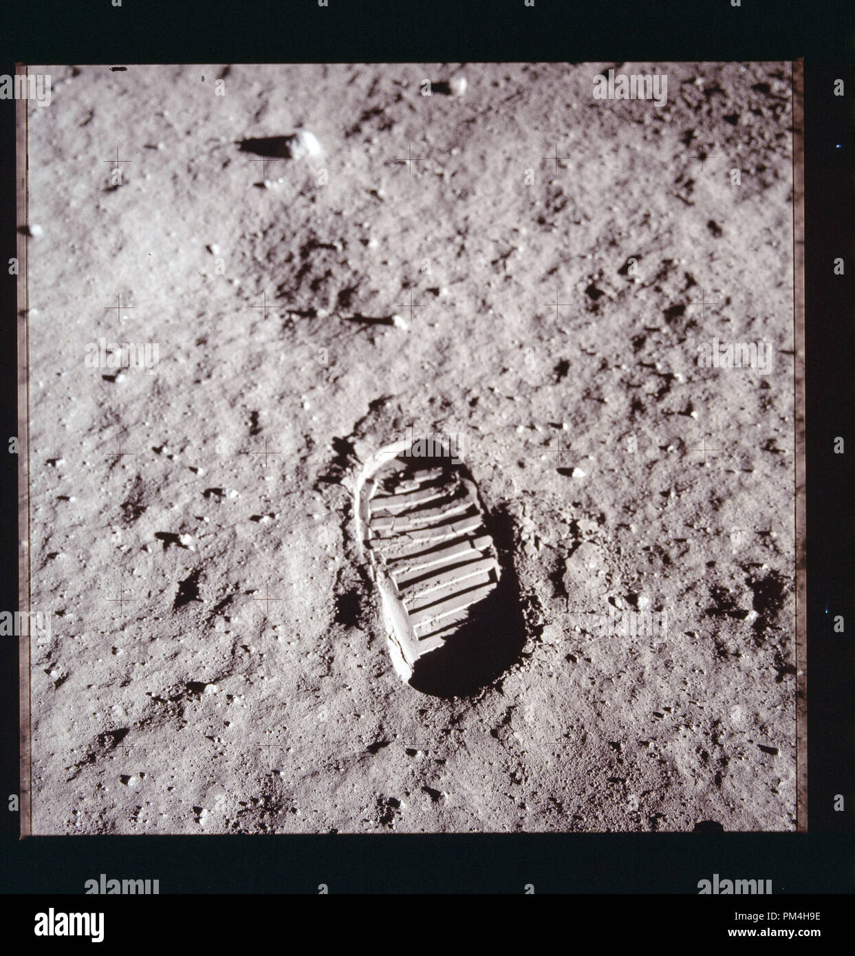 Einer der ersten Schritte auf dem Mond, das ist ein Bild des bootprint Buzz Aldrin von der Apollo-11-Mission. Neil Armstrong und Buzz Aldrin auf dem Mond ging am 20. Juli 1969. Datei Referenz Nr. 1003 259 THA Stockfoto