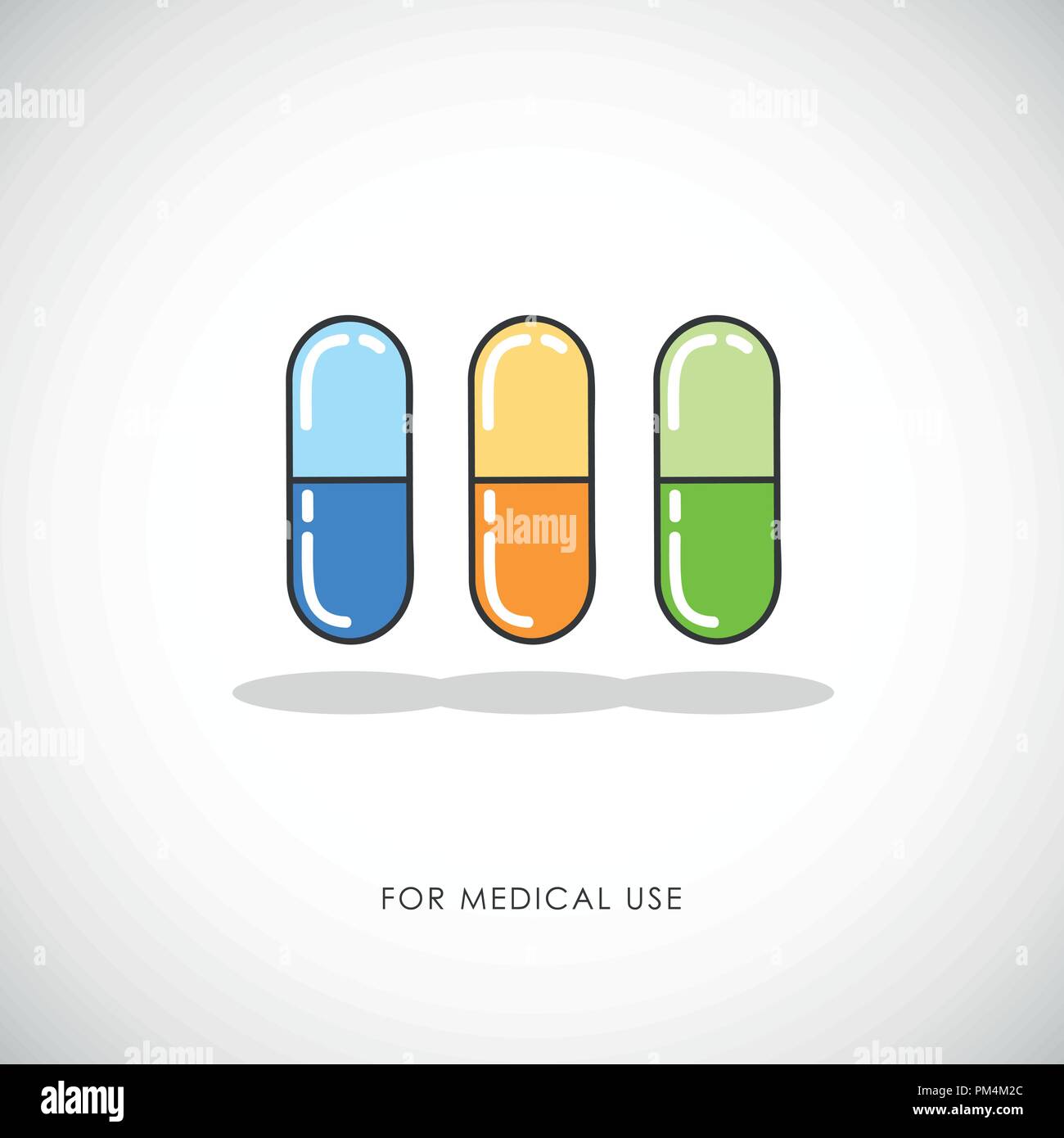 Set aus bunten Pillen und Kapseln Tabletten medical Symbol Vektor illustration Stock Vektor