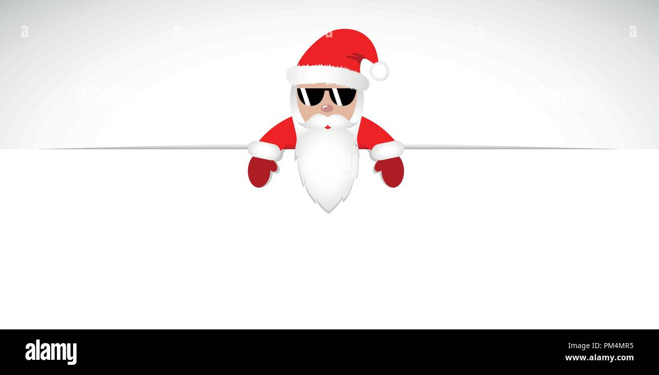 Hipster Santa Claus mit cooler Sonnenbrille weißen Banner illustartion Vector EPS 10. Stock Vektor