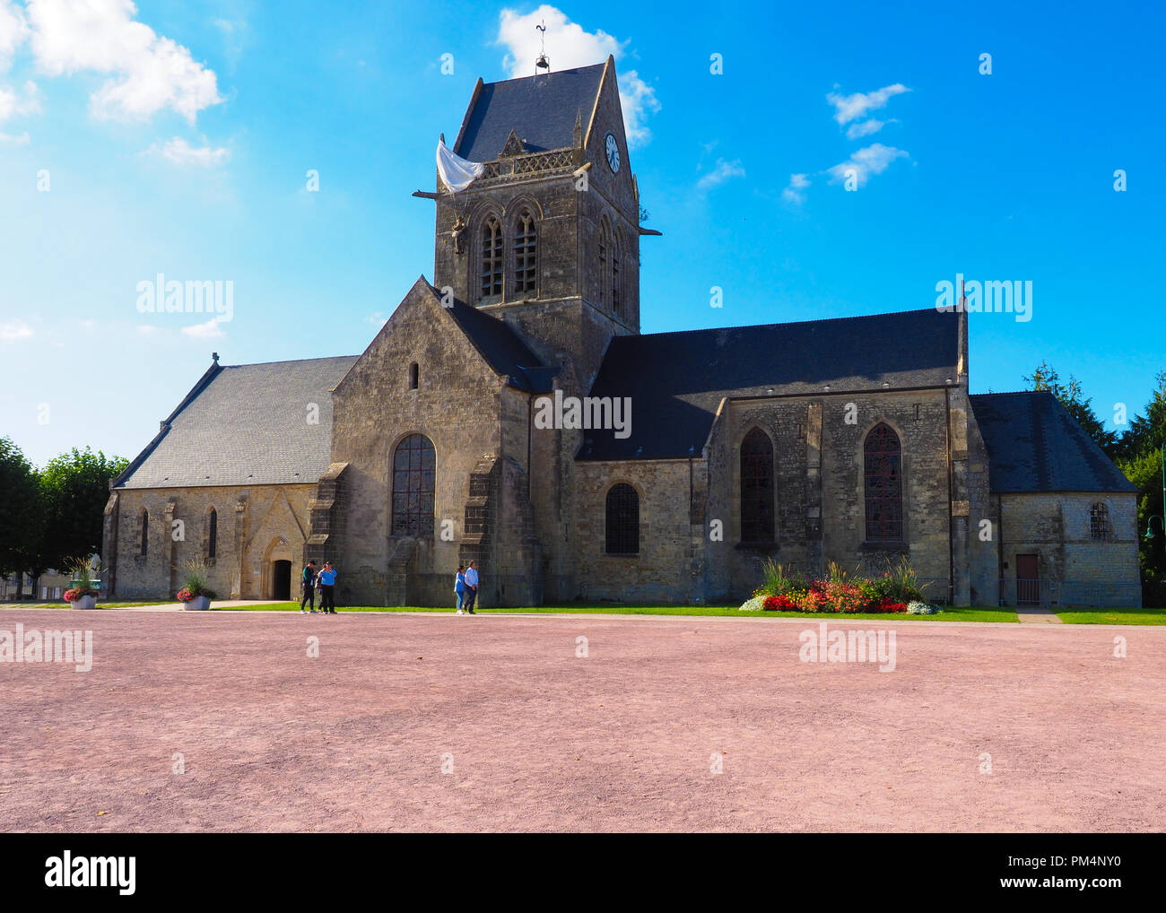 St Mere Eglise Kirche Normandie Stockfoto
