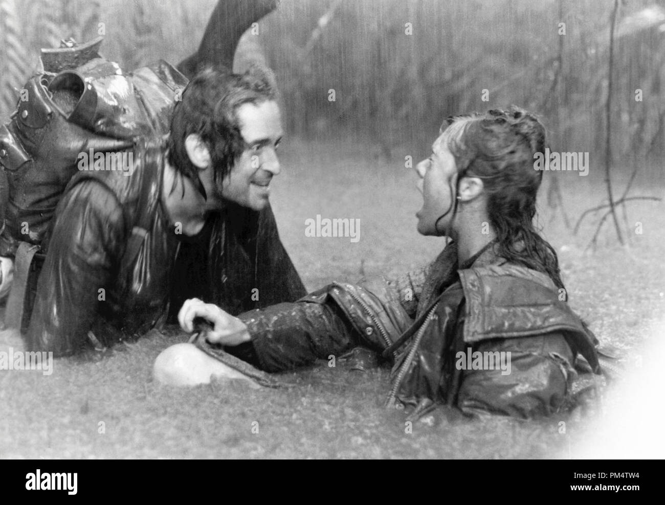 Michael Douglas und Kathleen Turner "Romancing den Stein' 1984 Stockfoto