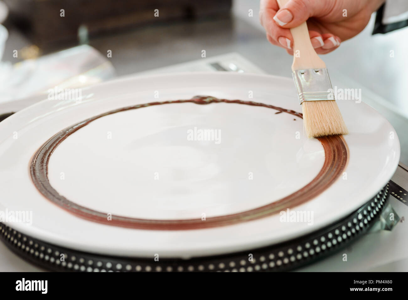 Zeichnung mit Schokolade Stockfoto