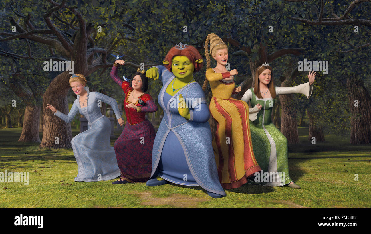 "Shrek der Dritte" Prinzessin Fiona, Aschenputtel, Schneewittchen, Rapunzel, Dornröschen © 2007 Dream Works Stockfoto
