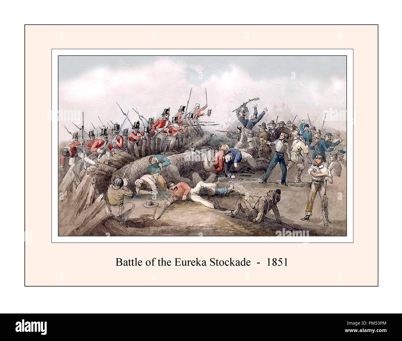 Schlacht von Eureka Stockade 1851 von J. B. Henderson. Zurücksetzen und aktualisiert Stockfoto