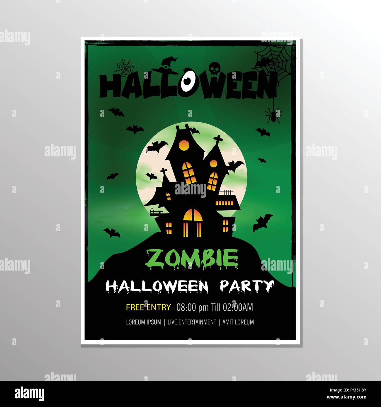 Vector Illustration auf eine Halloween Zombie Partei Thema auf grünem Hintergrund. EPS 10 Abbildung Stock Vektor