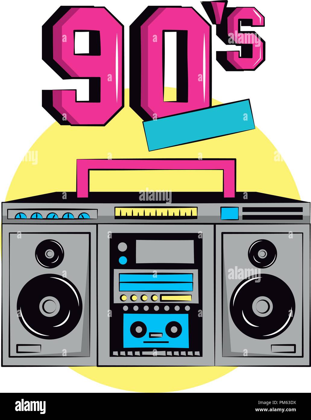 90s Retro radio Stereo Stock-Vektorgrafik - Alamy