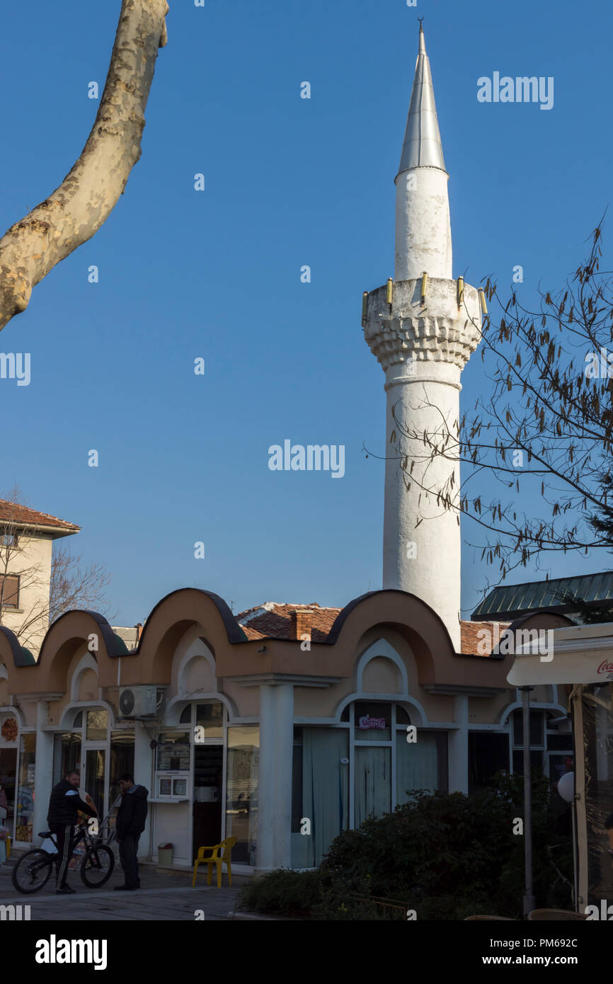 Chaskowo, Bulgarien - 15. MÄRZ 2014: Alte Moschee in der Mitte der Stadt von Haskovo, Bulgarien Stockfoto