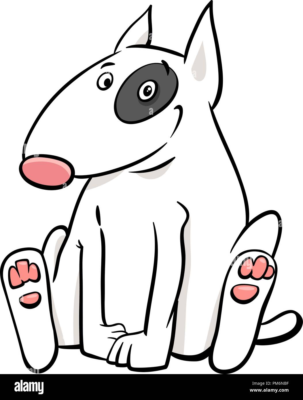 Cartoon Illustration von lustigen Bull Terrier Hund Tier Charakter Stock Vektor