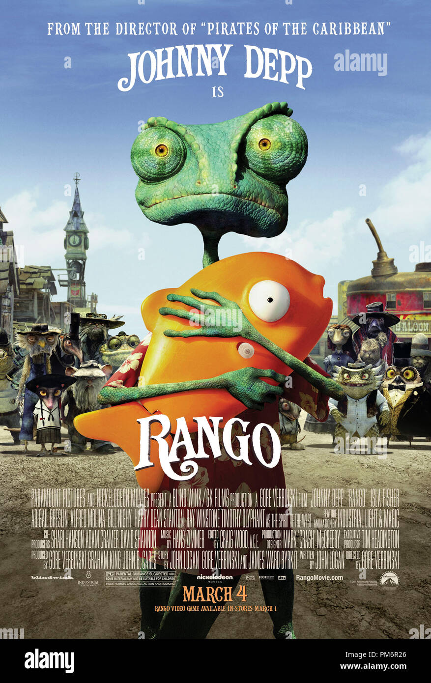RANGO, von Paramount Pictures und Nickelodeon Movies. Poster Stockfoto