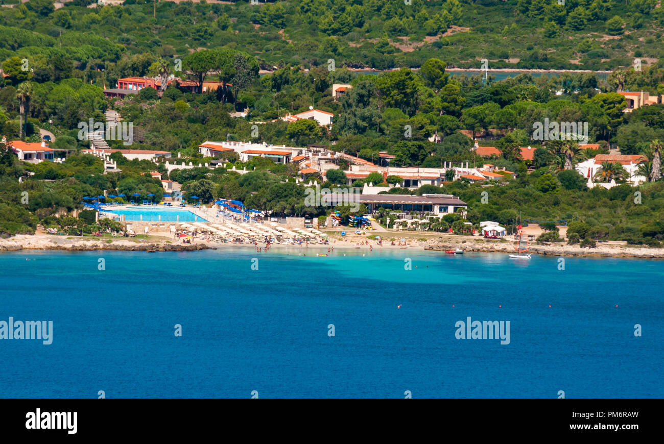 Blick auf die sardischen Pischina Salida Strand an der Küste von Capo Caccia Stockfoto