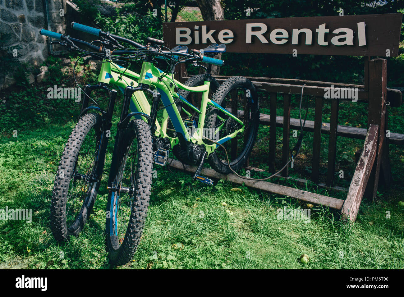 Fahrradverleih, Chamonix, Frankreich, aktiven Lebensstil Stockfoto
