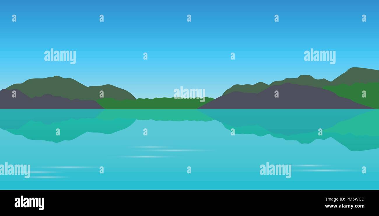 Schönen türkisfarbenen Lake Tekapo Bergblick landschaft Vektor-illustration EPS 10. Stock Vektor