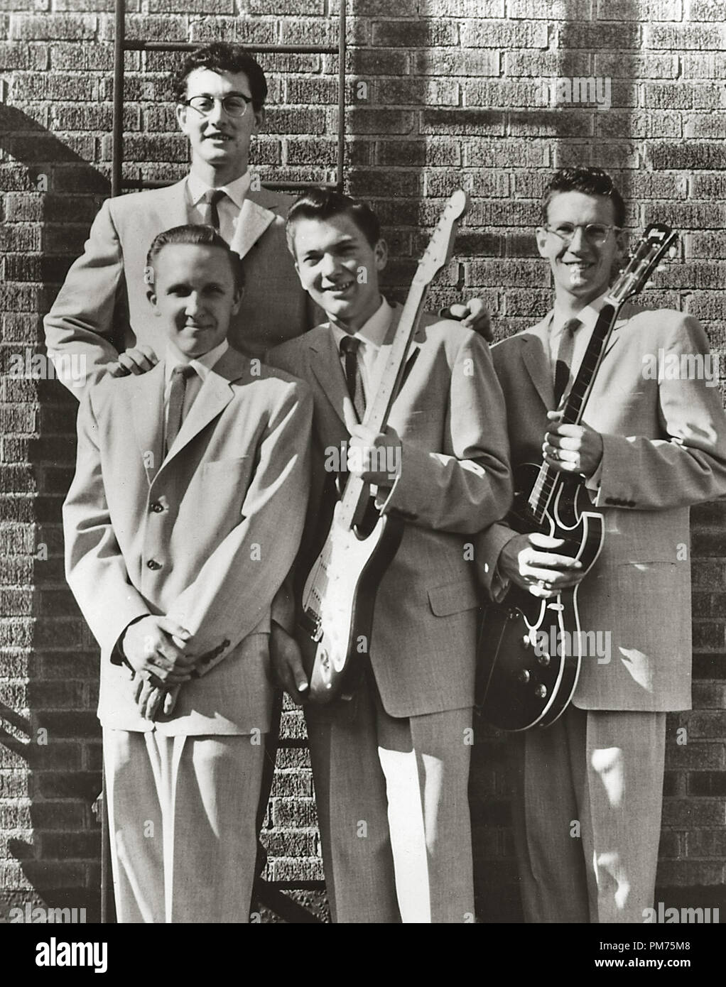 Buddy Holly und die Cricketts (Joe Mauldin, Jerry Allison, Niki Sullivan) ca. 1957. Datei Referenz # 30928 657 THA Stockfoto