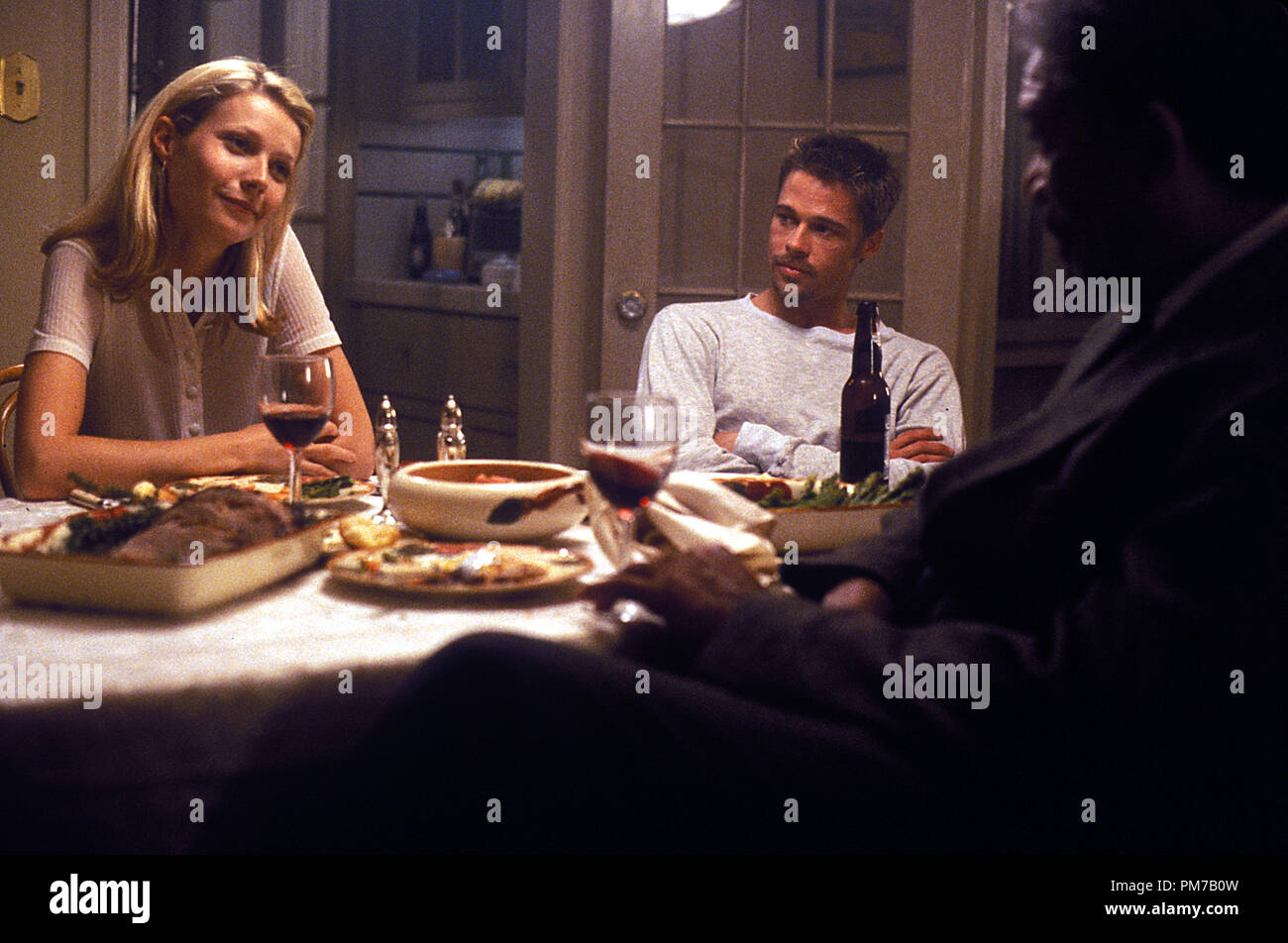 Film noch von selbst "Gwyneth Paltrow, Brad Pitt, Morgan Freeman © 1995 New Line Cinema Foto: Peter Sorel Datei Referenz # 31043112 THA nur für redaktionelle Verwendung - Alle Rechte vorbehalten Stockfoto
