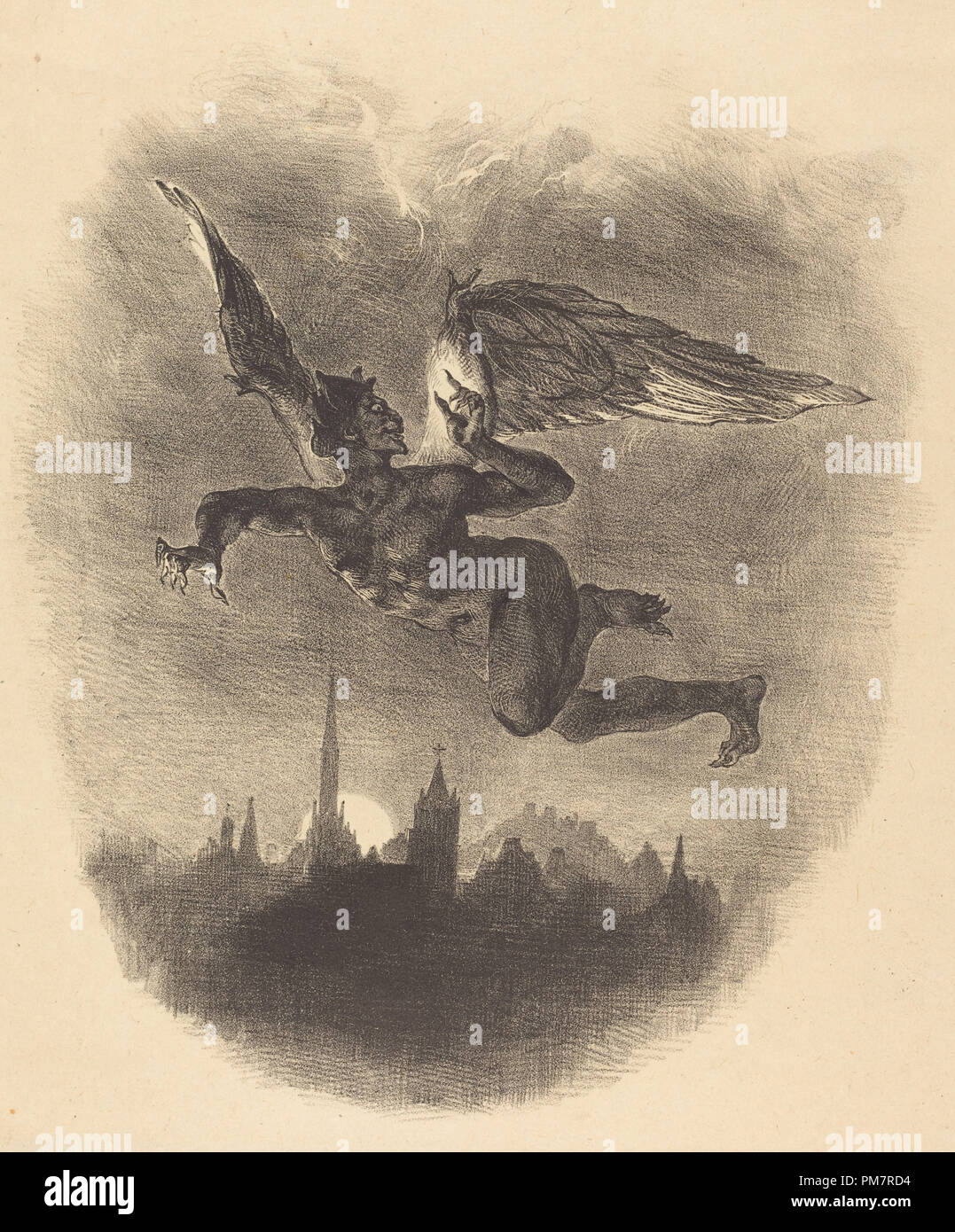 Mephistopheles: in der Luft. Stand: 1828. Maße: Blatt: 46,9 x 34 cm (18 5/6 x 13 3/8 in.) Bild: 30,3 x 25,1 cm (11 15/16 x 9 7/8 in.). Medium: Lithographie in Schwarz auf chine Coll. Museum: Nationalgalerie, Washington DC. Autor: Eugene Delacroix. DELACROIX, Eugene. Stockfoto