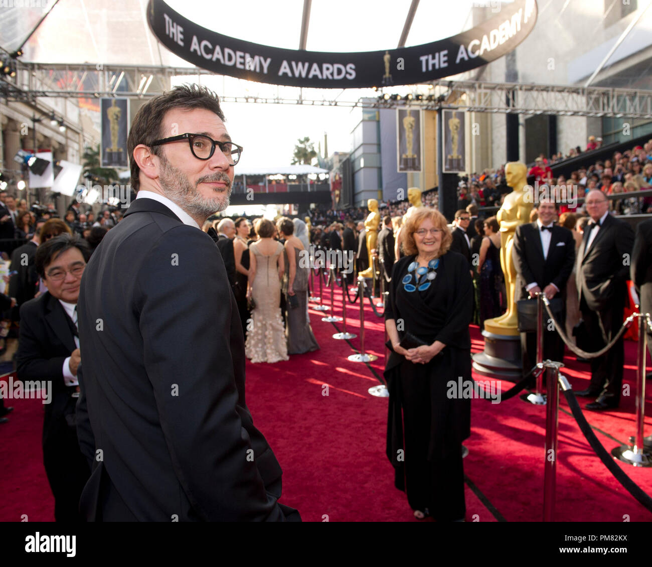 Michel Hazanavicius, Oscar-nominiert für die Ausführung in Regie, Drehbuch und Achievement in Film Editing, kommt für die 84. jährlichen Academy Awards aus Hollywood, CA Februar 26, 2012. Stockfoto