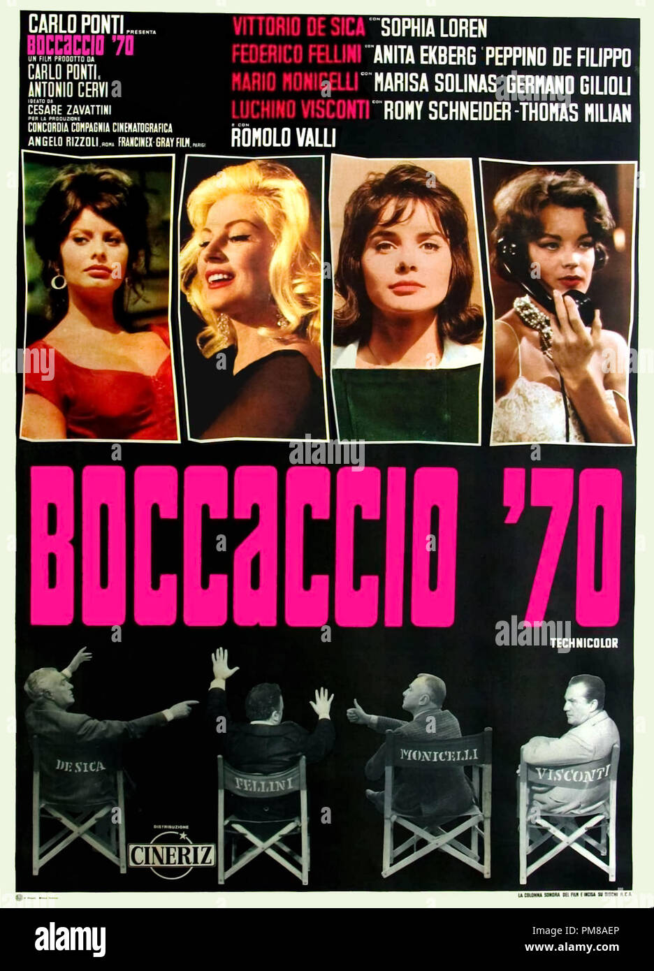 Studio Werbung: 'Boccaccio 70', 1962 Embassy Pictures Corporation Poster Marisa Solinas, Germano Gilioli, Anita Ekberg, Sophia Loren, Thomas Mailand Datei Referenz # 31780 713 Stockfoto